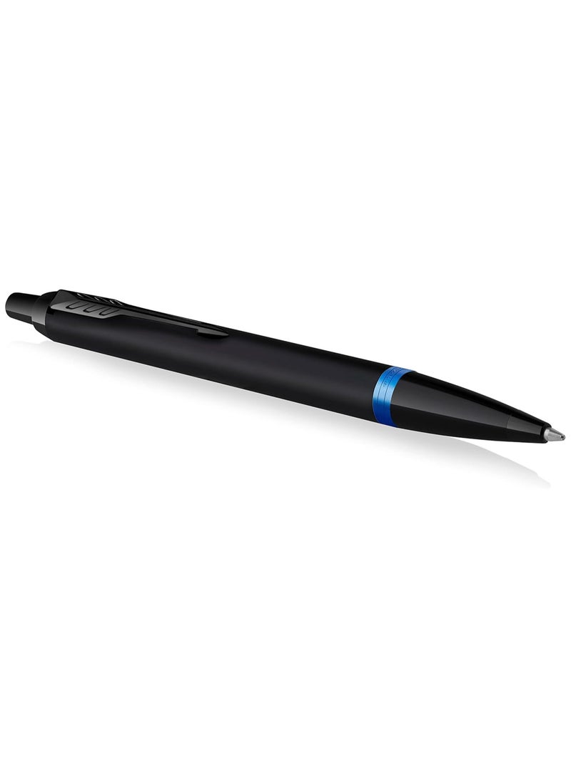 PARKER PARKER IM Vibrant Rings Ballpoint Pen | Satin Black Lacquer with Marine Blue Accents | Medium Point with Blue Ink Refill | Gift Box, 2172941 | 10054  - Image 1