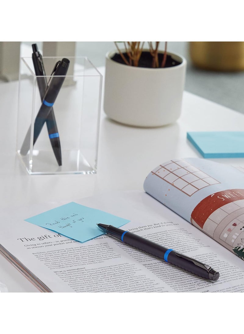 PARKER PARKER IM Vibrant Rings Ballpoint Pen | Satin Black Lacquer with Marine Blue Accents | Medium Point with Blue Ink Refill | Gift Box, 2172941 | 10054  - Image 5