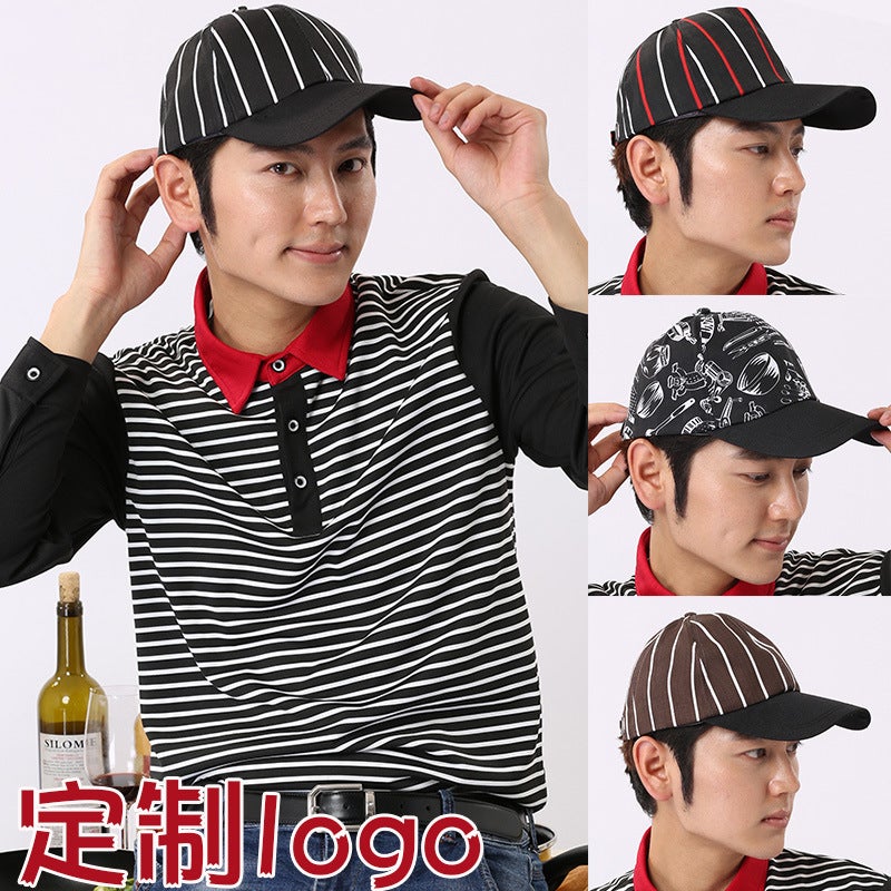 Chef Hat Male Cap Waiter Female El Kitchen Pot Restaurant Work Cap Baseball Cap Breathable Printing - Image 1