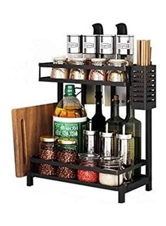 RollsTimi  2-Layer Stainless Steel Spice Rack Organizer Black - Image 1