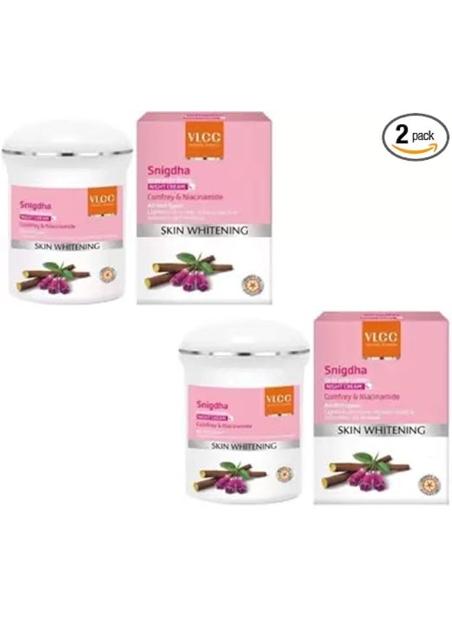 VLCC Snigdha Skin Whitening Night Cream (50 G) pack of 2 (100 G) - Image 1