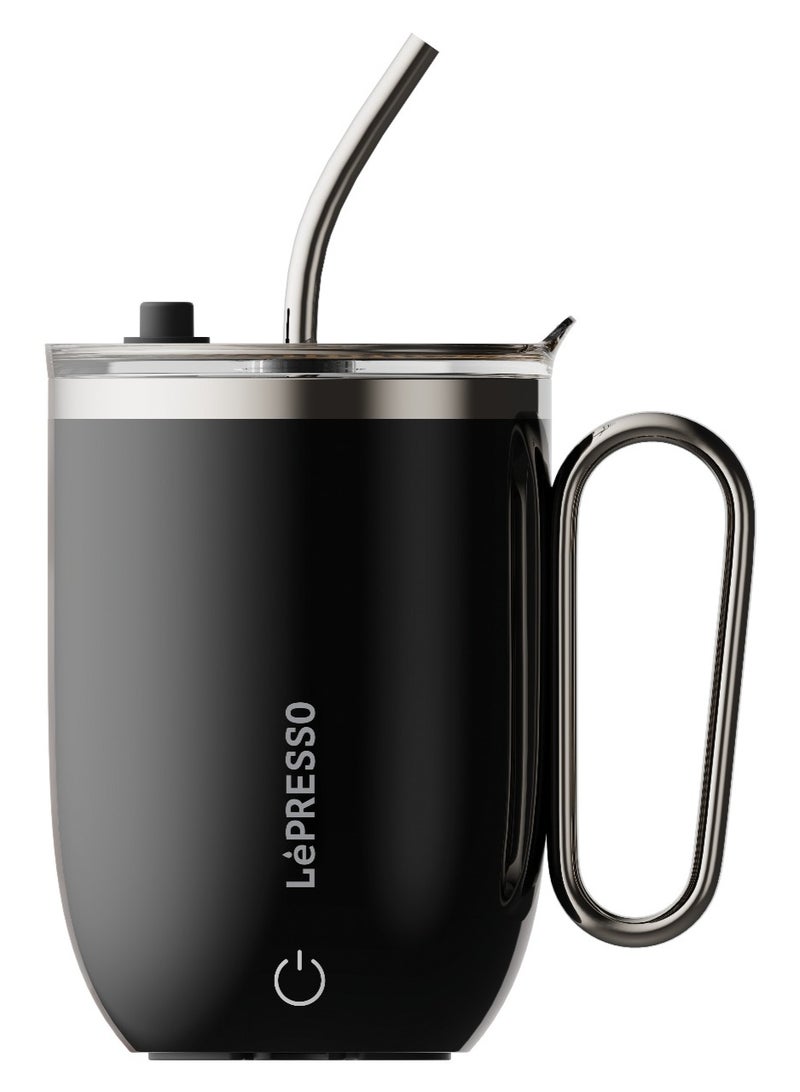 LePRESSO Auto Magnetic Stirring Travel Coffee Mug 420ml / Temperature Display / Type C Charging Port / Durable & Easy to Clean / Mixing Time 30s - Black - Image 1