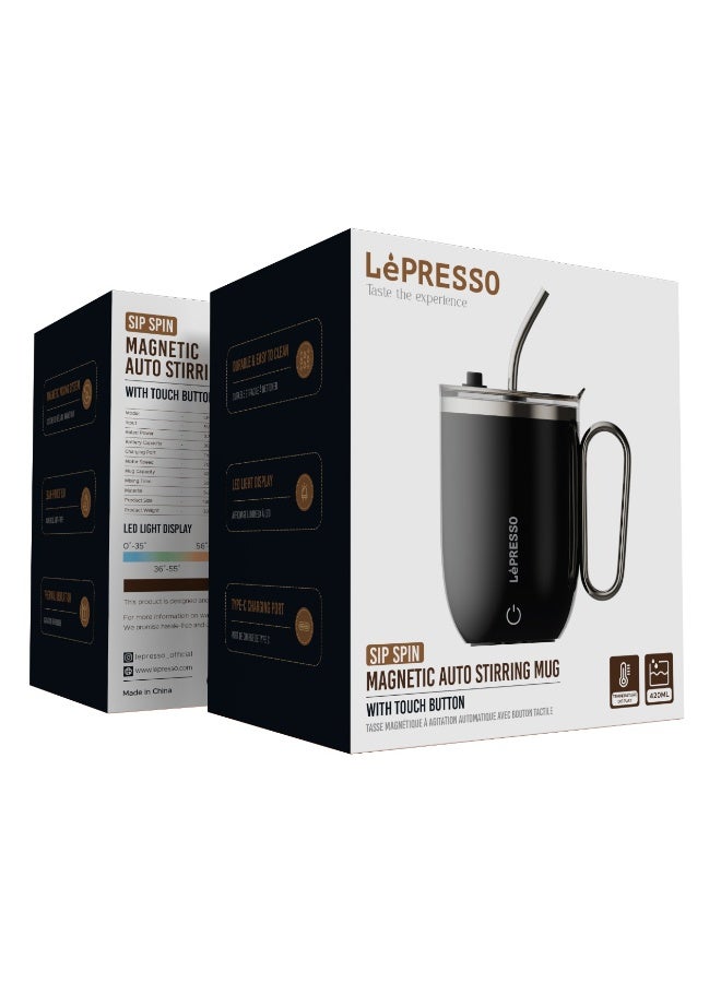 LePRESSO Auto Magnetic Stirring Travel Coffee Mug 420ml / Temperature Display / Type C Charging Port / Durable & Easy to Clean / Mixing Time 30s - Black - Image 3