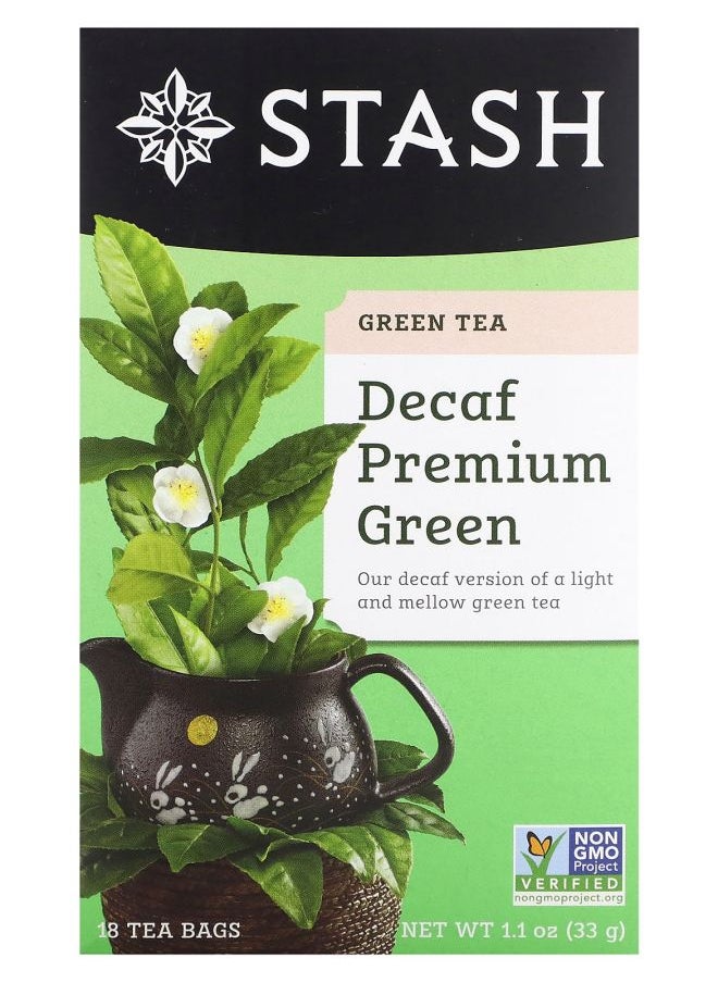 Stash Tea - Premium Green Tea Decaf  18 Tea Bags 1.1 oz (33 g) - Image 1