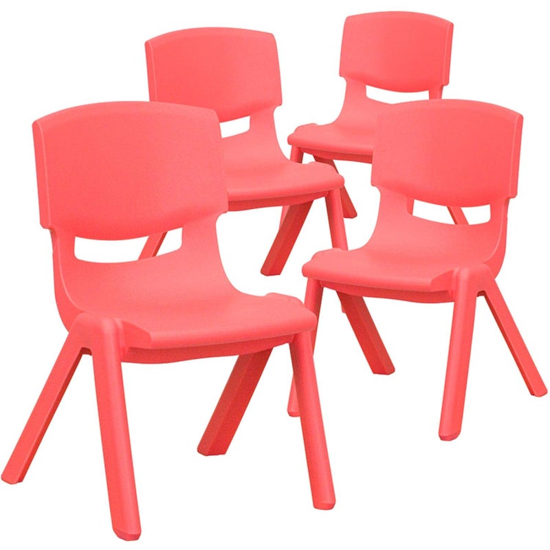 Flash Furniture Whitney 4 Pack Red Plastic Stackable School Chair with 105 Seat Height
