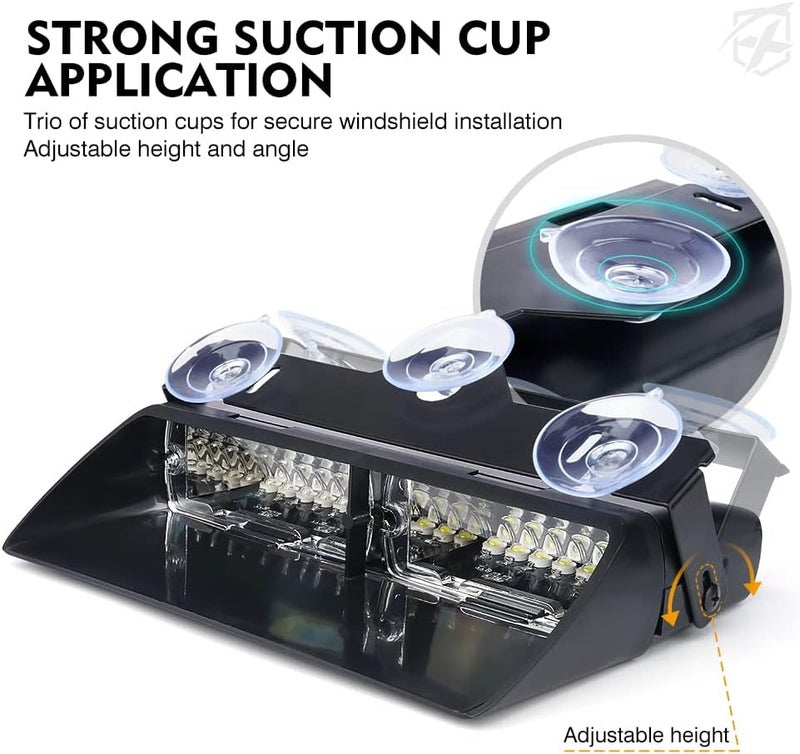 Xprite 2×11 inch High Intensity White Amber 32 LED Emergency Strobe Dash Lights - Image 4