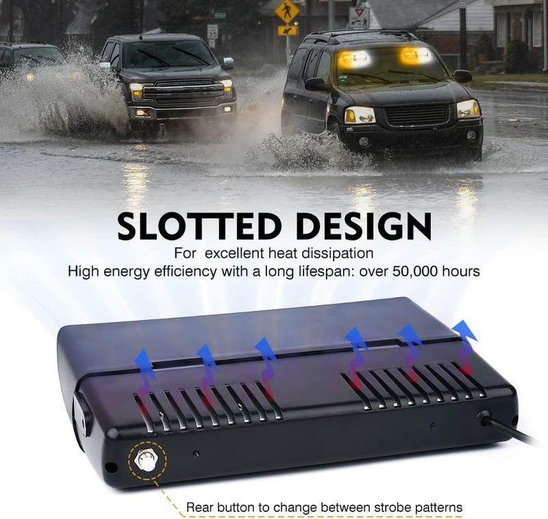 Xprite 2×11 inch High Intensity White Amber 32 LED Emergency Strobe Dash Lights - Image 5