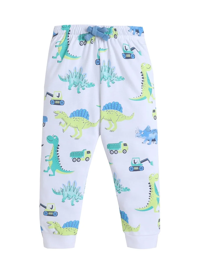 Victor And Jane  Infant Boys Dinosaur Construction Print Cotton Pajama Set – T-Shirt & Pajama Pants Nightwear for Men | Best Price UAE