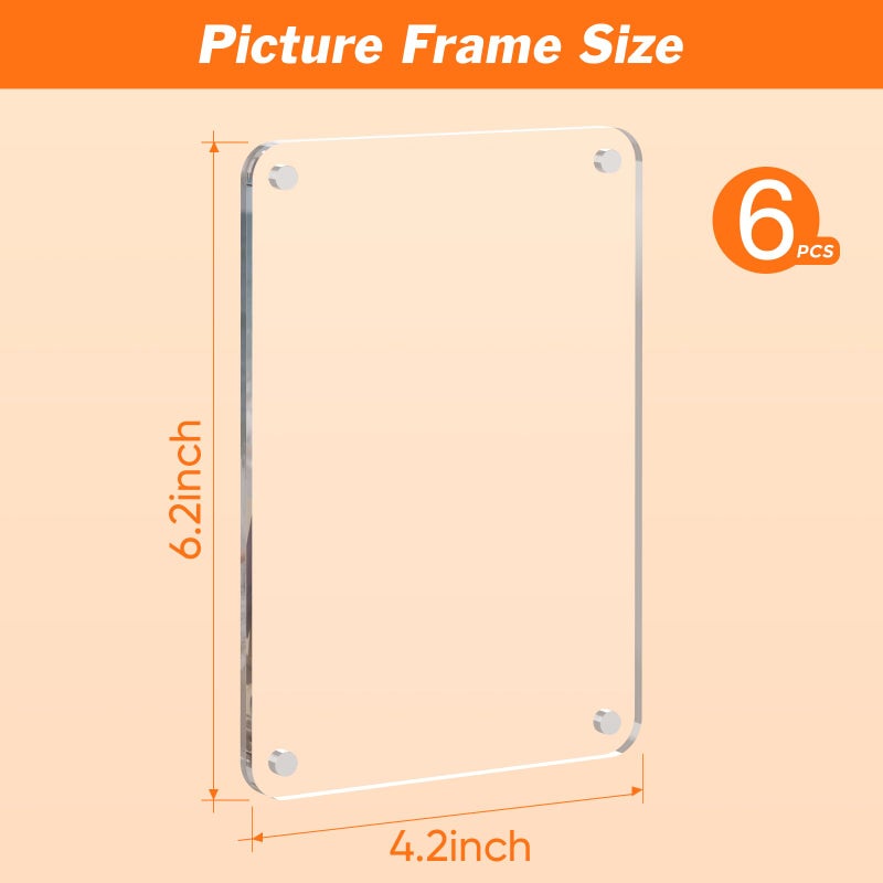 Dooiclear 6 Pack Magnetic Picture Frame for Fridge, 4x6 Inch Photo Frame for Refrigerator, Double Sided Clear Photo Frame, Acrylic Picture Magnet Frame for Home, School, Office - Image 2