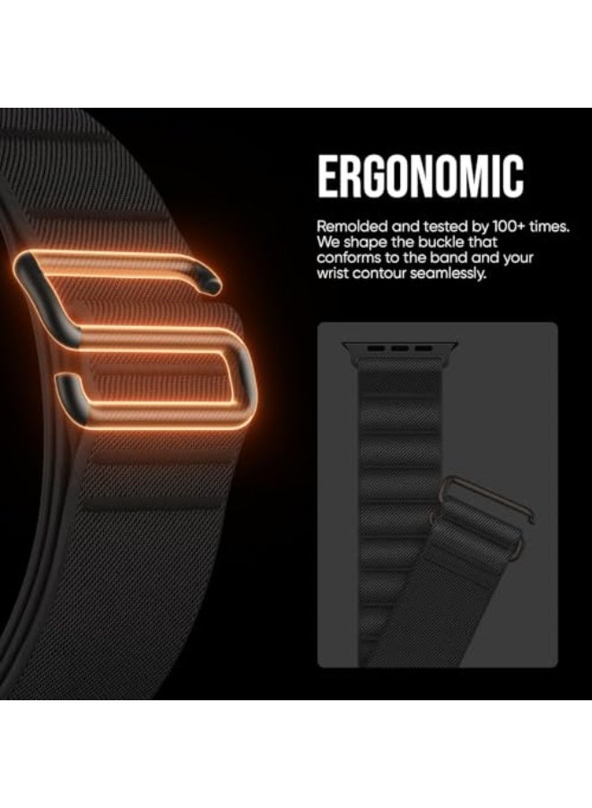 أحزمة رياضية متوافقة مع ساعة Apple Watch Ultra بحجم 49مم و 45مم و 44مم و 42مم و 38مم و 40مم و 41مم للرجال والنساء، حلقة نايلون مرنة بـ خطاف S لساعة iWatch Series Ultra SE 9 8 7 6 5 4 3 2 1 - Image 3