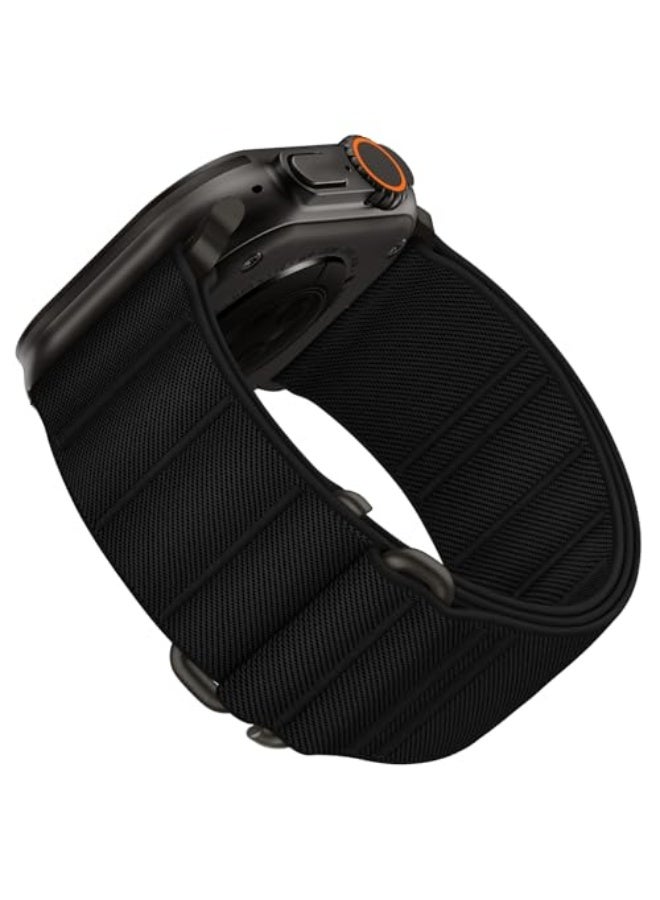 أحزمة رياضية متوافقة مع ساعة Apple Watch Ultra بحجم 49مم و 45مم و 44مم و 42مم و 38مم و 40مم و 41مم للرجال والنساء، حلقة نايلون مرنة بـ خطاف S لساعة iWatch Series Ultra SE 9 8 7 6 5 4 3 2 1 - Image 1