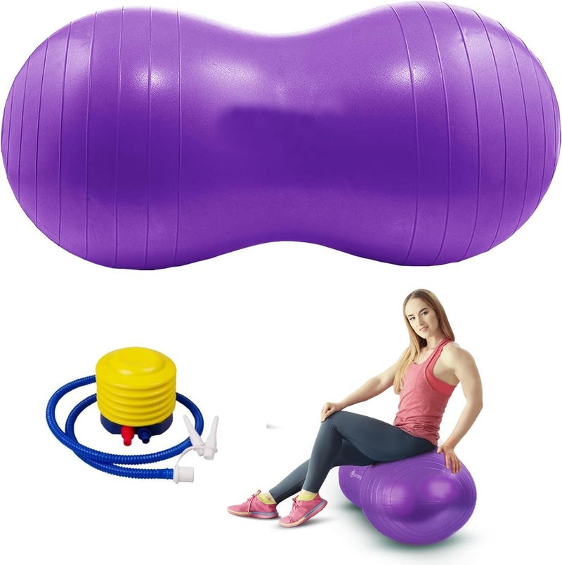 SURPZON كرة الفول السوداني SURPZON، كرة يوغا للحمل، استقرار الفول السوداني لعلاج الأطفال، ولادة، تدريب قوة الجذع مع مضخة - Image 1