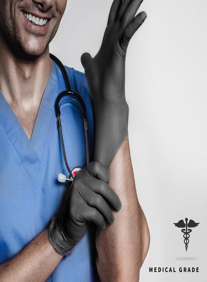 Medguy Medical Nitrile Exam Gloves, 4.2 Mil Black Powder-Free Latex-Free Non-Sterile Food-Grade Disposable Glove, 100 Pcs (Large) - Image 3