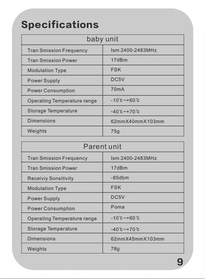 Gasin 2 Pieces Smart Voice Baby Wireless Monitor - Image 5