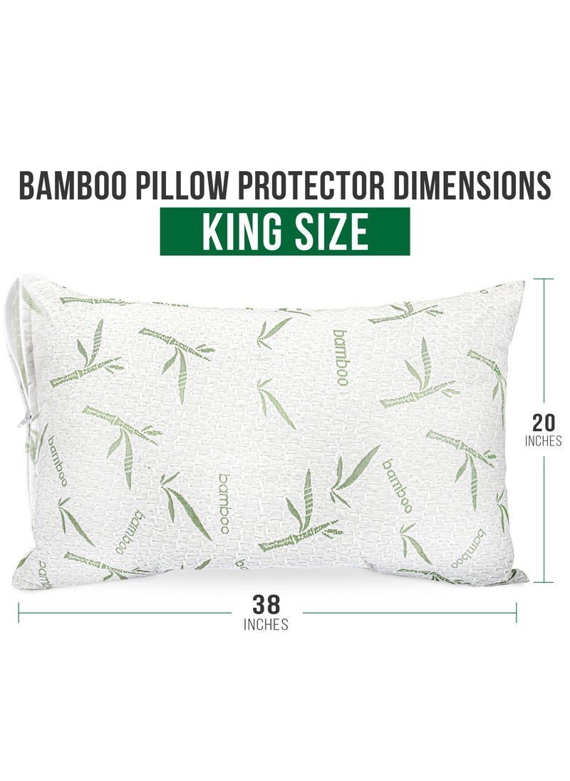 Utopia Bedding Utopia Bedding Bamboo Viscose Waterproof Pillow Protector Zippered (2 Pack) King - Bed Bug Proof Pillow Encasement 20 x 38 Inches  - Image 4