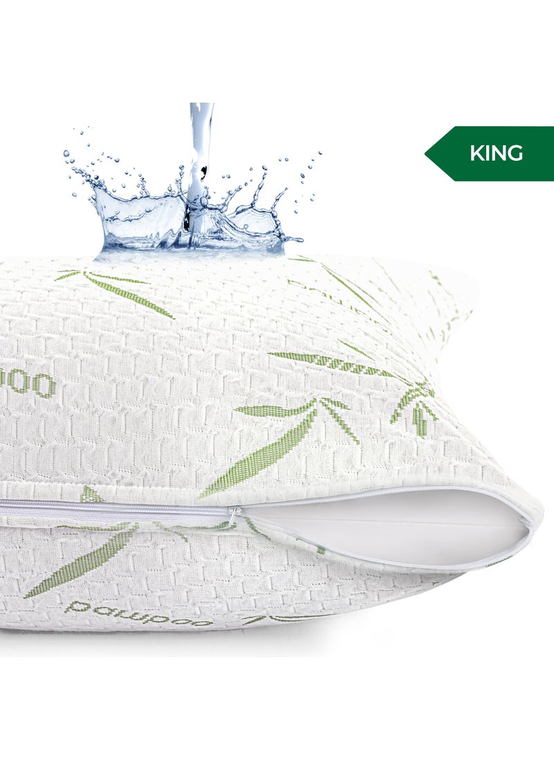 Utopia Bedding Utopia Bedding Bamboo Viscose Waterproof Pillow Protector Zippered (2 Pack) King - Bed Bug Proof Pillow Encasement 20 x 38 Inches  - Image 2