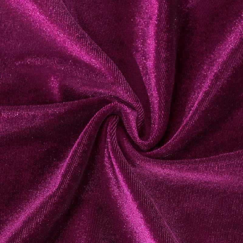 كلاراكو أغطية مقاعد غرفة الطعام المخملية المطاطية، أغطية قابلة للإزالة، ديكور حفلات الزفاف، لون بنفسجي داكن - Image 4