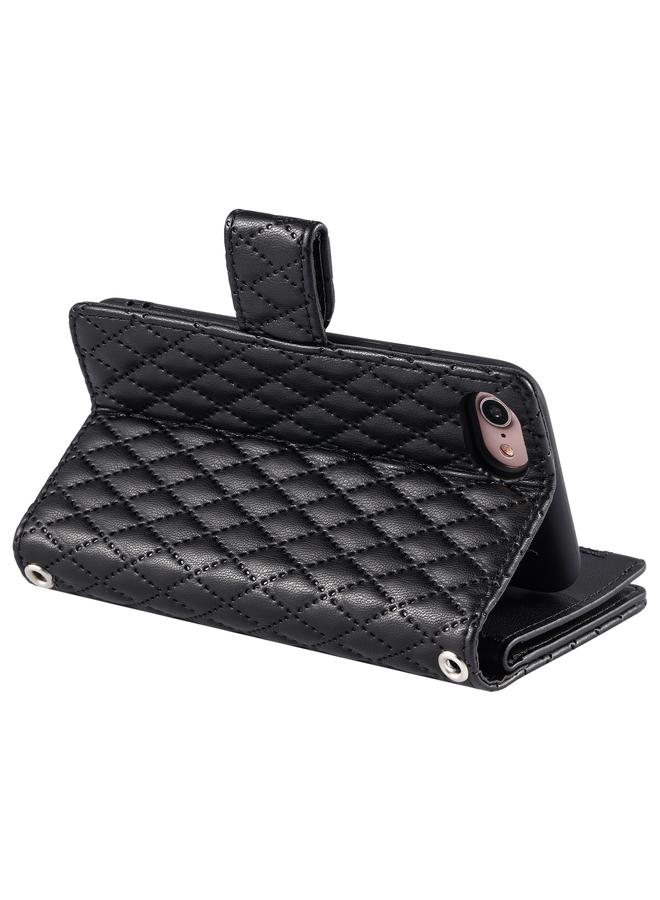 S-TOP Case For iPhone 7 / 8 / SE 2022 Glitter Lattice Zipper Wallet Leather Phone Case - Image 5