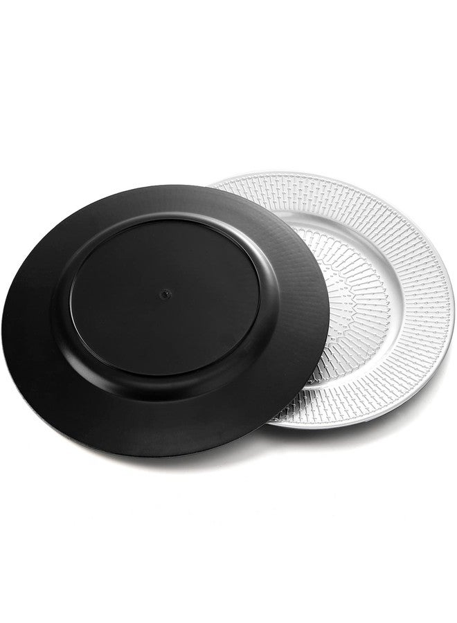 DEAYOU 12 Pack Silver Charger Plate, 13-inch Beaded Chargers for Dinner Plates, Plastic Reusable Round Charger Platters for Wedding, Party, Event, Table Setting, Decoration, Holiday - Image 5