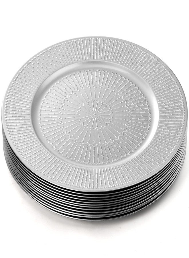 DEAYOU 12 Pack Silver Charger Plate, 13-inch Beaded Chargers for Dinner Plates, Plastic Reusable Round Charger Platters for Wedding, Party, Event, Table Setting, Decoration, Holiday - Image 4
