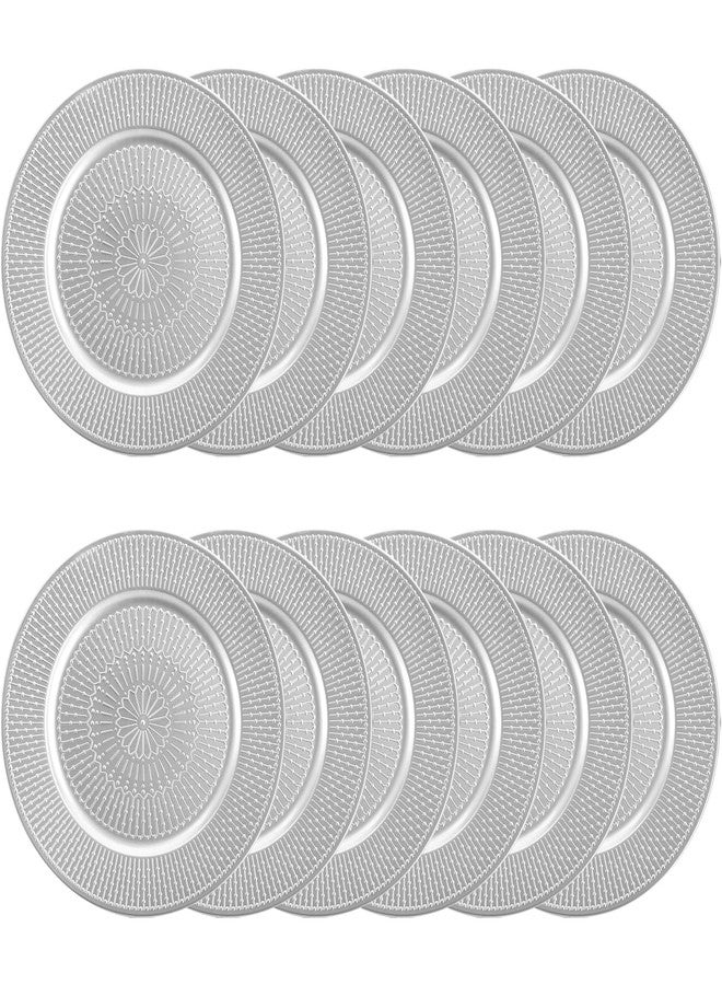 DEAYOU 12 Pack Silver Charger Plate, 13-inch Beaded Chargers for Dinner Plates, Plastic Reusable Round Charger Platters for Wedding, Party, Event, Table Setting, Decoration, Holiday - Image 3