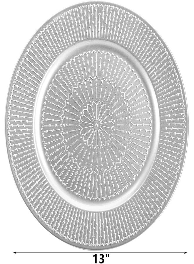 DEAYOU 12 Pack Silver Charger Plate, 13-inch Beaded Chargers for Dinner Plates, Plastic Reusable Round Charger Platters for Wedding, Party, Event, Table Setting, Decoration, Holiday - Image 2