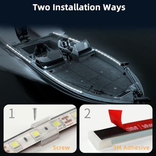 VIDLULTD Boat Marine Submersible Led Strip Lights, 4 Pcs 20 Inches 12V Super Bright Boat Interior Lights, IP68 Waterproof Marine Led Strip Lights Night Fishing Lights for Boats, Kayak (White) - Image 2