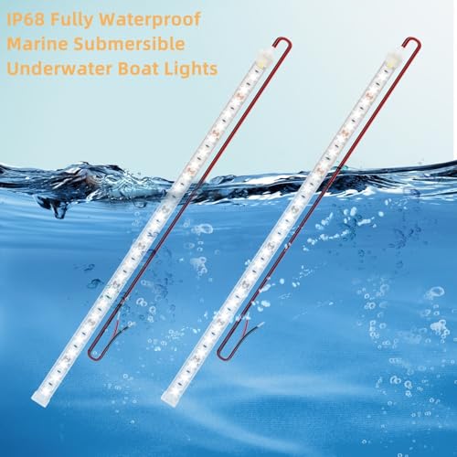 VIDLULTD Boat Marine Submersible Led Strip Lights, 4 Pcs 20 Inches 12V Super Bright Boat Interior Lights, IP68 Waterproof Marine Led Strip Lights Night Fishing Lights for Boats, Kayak (White) - Image 4