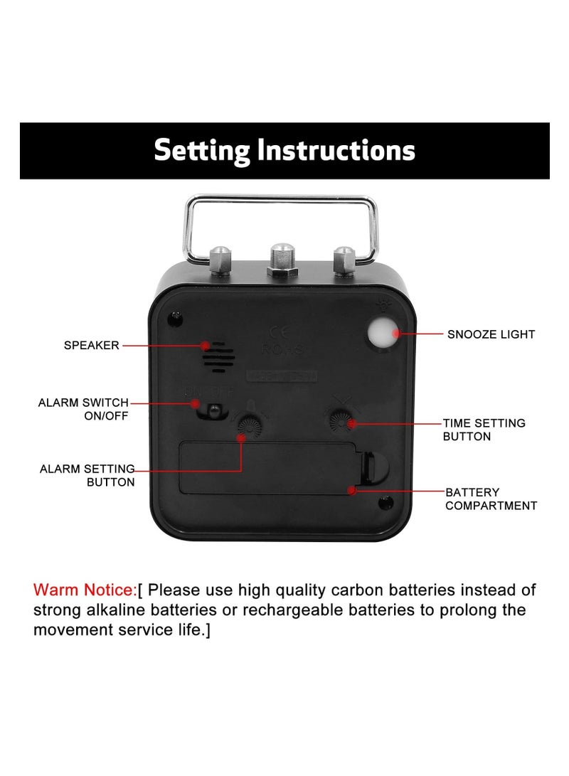 كابتن تيك SYOSI, Silent Alarm Clock Bedside, No Ticking Battery Powered Large Display Hanging Ring Portable Table Clocks with Snooze and Night Light Function for Bedroom, Office, Kitchen, Travel - Image 3