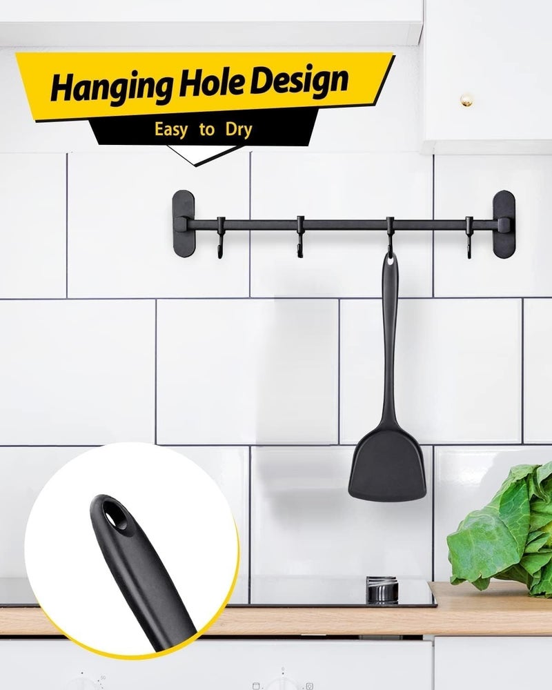 Baskety Silicone Wok Spatula Silicone Spatula Turner Non-Stick Silicone Spatula Flexible Egg Cookie Spatula Heat Resistant Kitchen Utensil for Nonstick Cookware Cooking Black Pack of 1 - Image 5