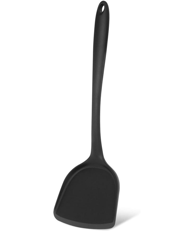 Baskety Silicone Wok Spatula Silicone Spatula Turner Non-Stick Silicone Spatula Flexible Egg Cookie Spatula Heat Resistant Kitchen Utensil for Nonstick Cookware Cooking Black Pack of 1 - Image 1