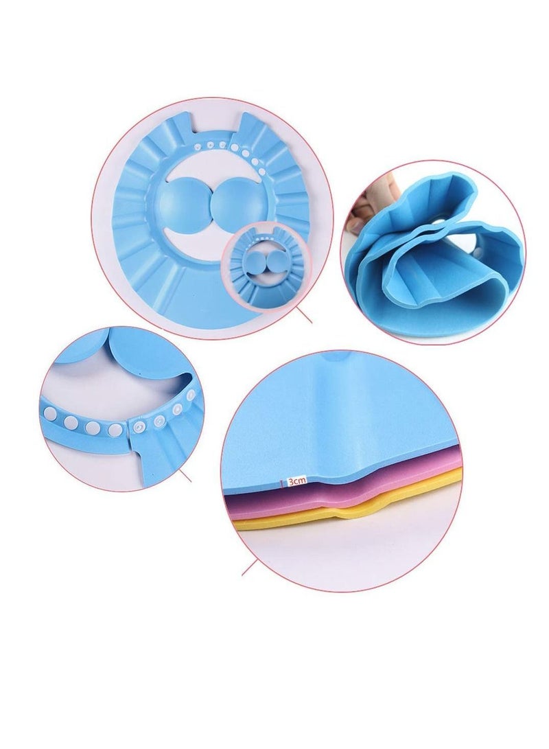 Shower Cap, Baby 3 Pieces Shampoo Bath Protection Cap Waterproof Ear Eye Protection, Soft Adjustable Bathroom Sun Visor Suitable for Kids, Toddler, Children - Image 2