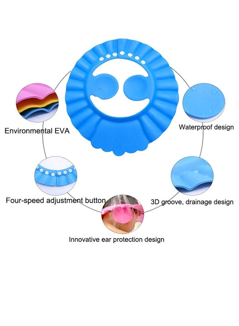 Shower Cap, Baby 3 Pieces Shampoo Bath Protection Cap Waterproof Ear Eye Protection, Soft Adjustable Bathroom Sun Visor Suitable for Kids, Toddler, Children - Image 3