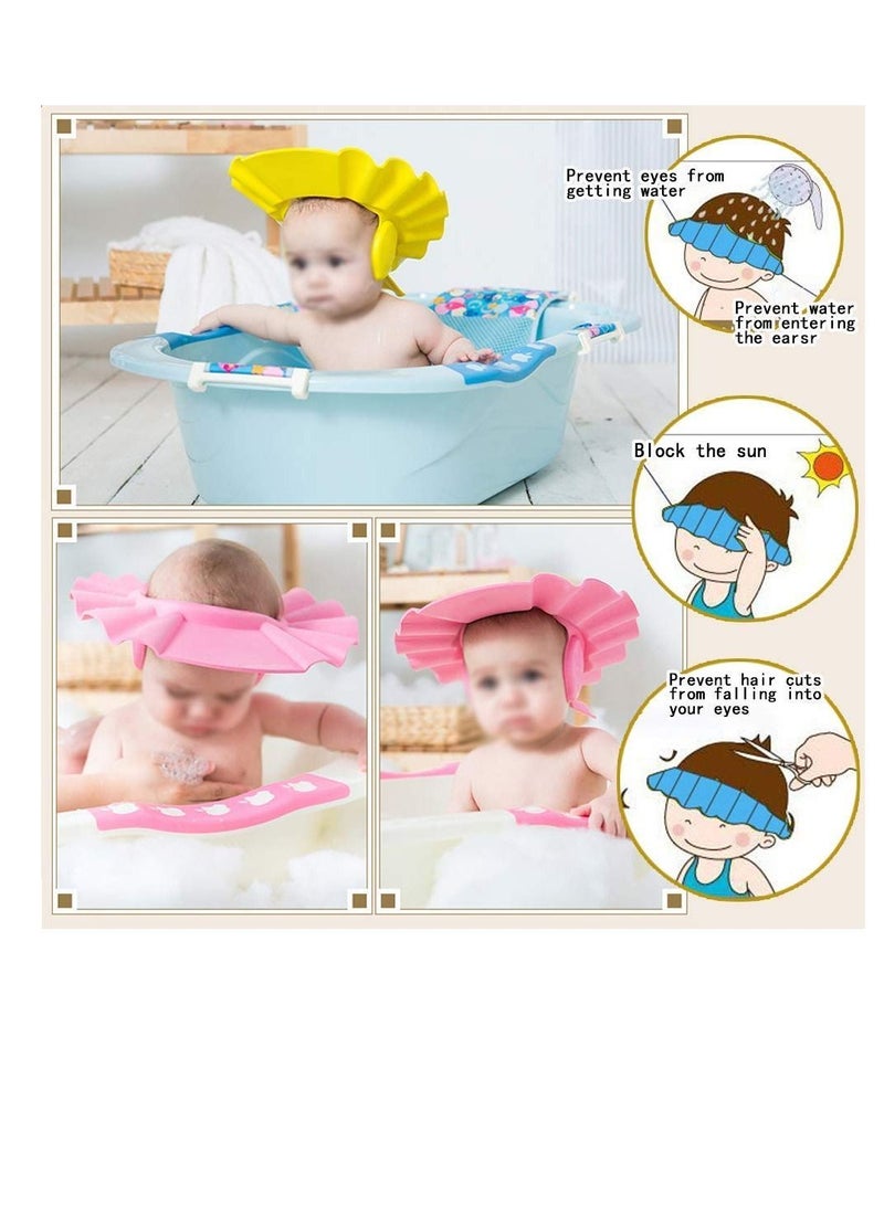 Shower Cap, Baby 3 Pieces Shampoo Bath Protection Cap Waterproof Ear Eye Protection, Soft Adjustable Bathroom Sun Visor Suitable for Kids, Toddler, Children - Image 5
