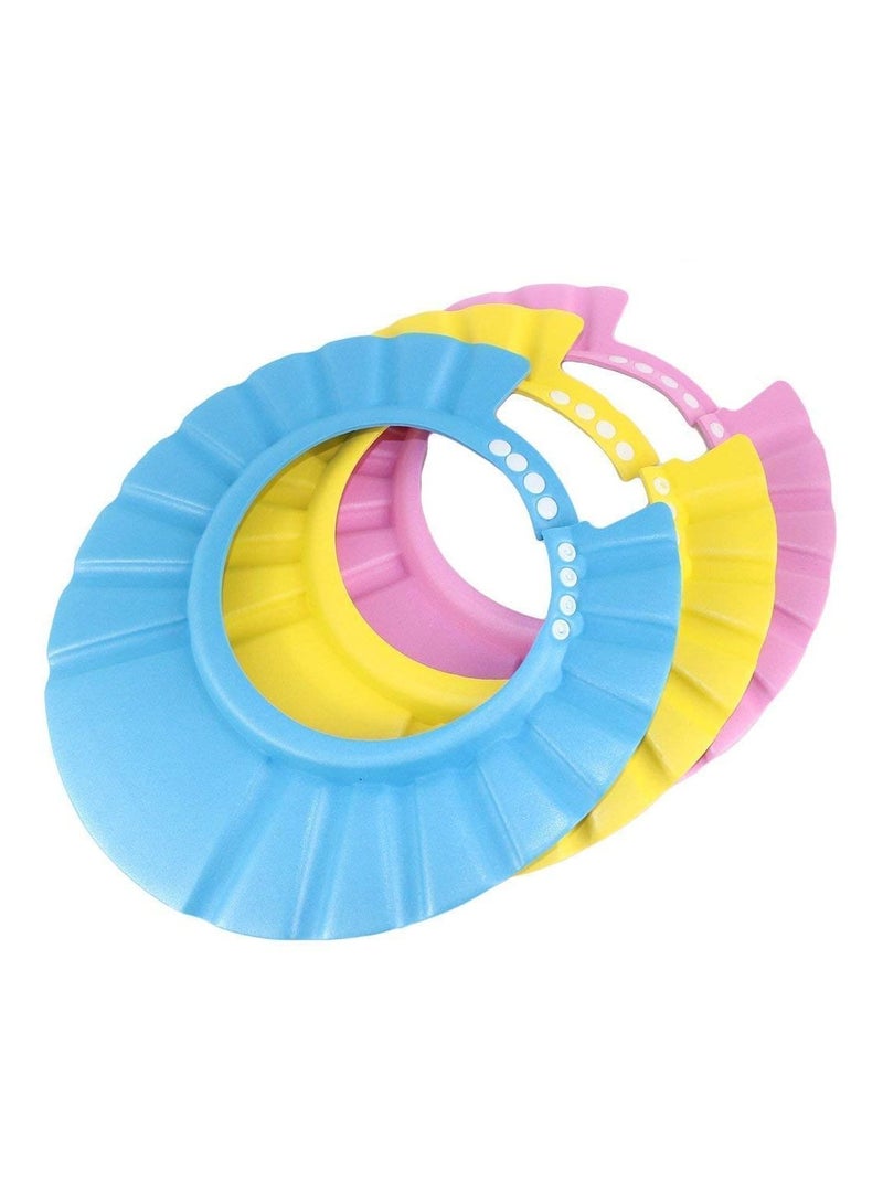 Shower Cap, Baby 3 Pieces Shampoo Bath Protection Cap Waterproof Ear Eye Protection, Soft Adjustable Bathroom Sun Visor Suitable for Kids, Toddler, Children - Image 1