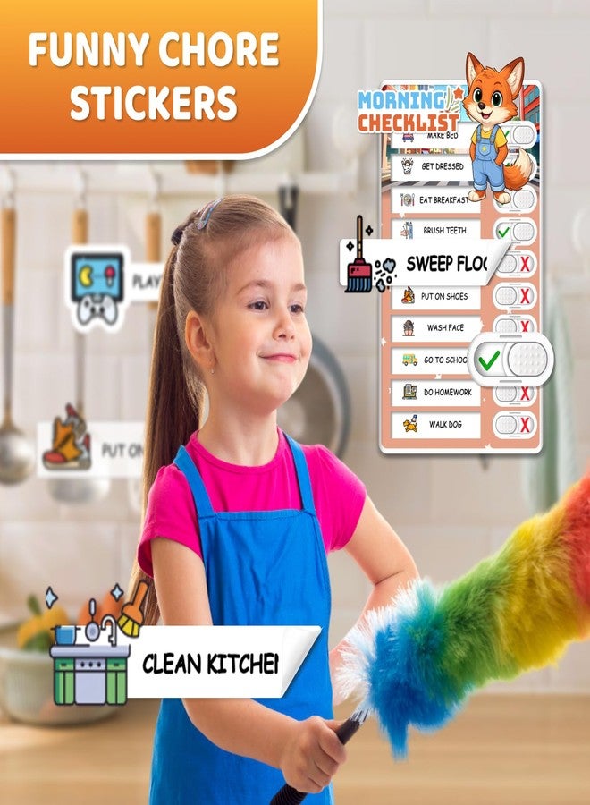 Boxveria 2 in 1 Upgraded Slider Bedtime/Morning Routine Chart for Kids Toddlers, Dry Erase Chore Chart for 2 Kids, Magnetic Visual Schedule for Kid - Image 2