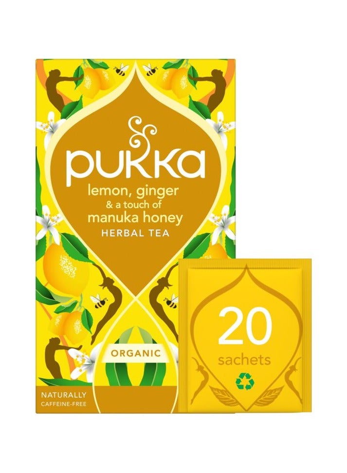 Pukka Organic Lemon Ginger And Manuka Honey Herbal Tea 20 Teabags (34g) - Image 1