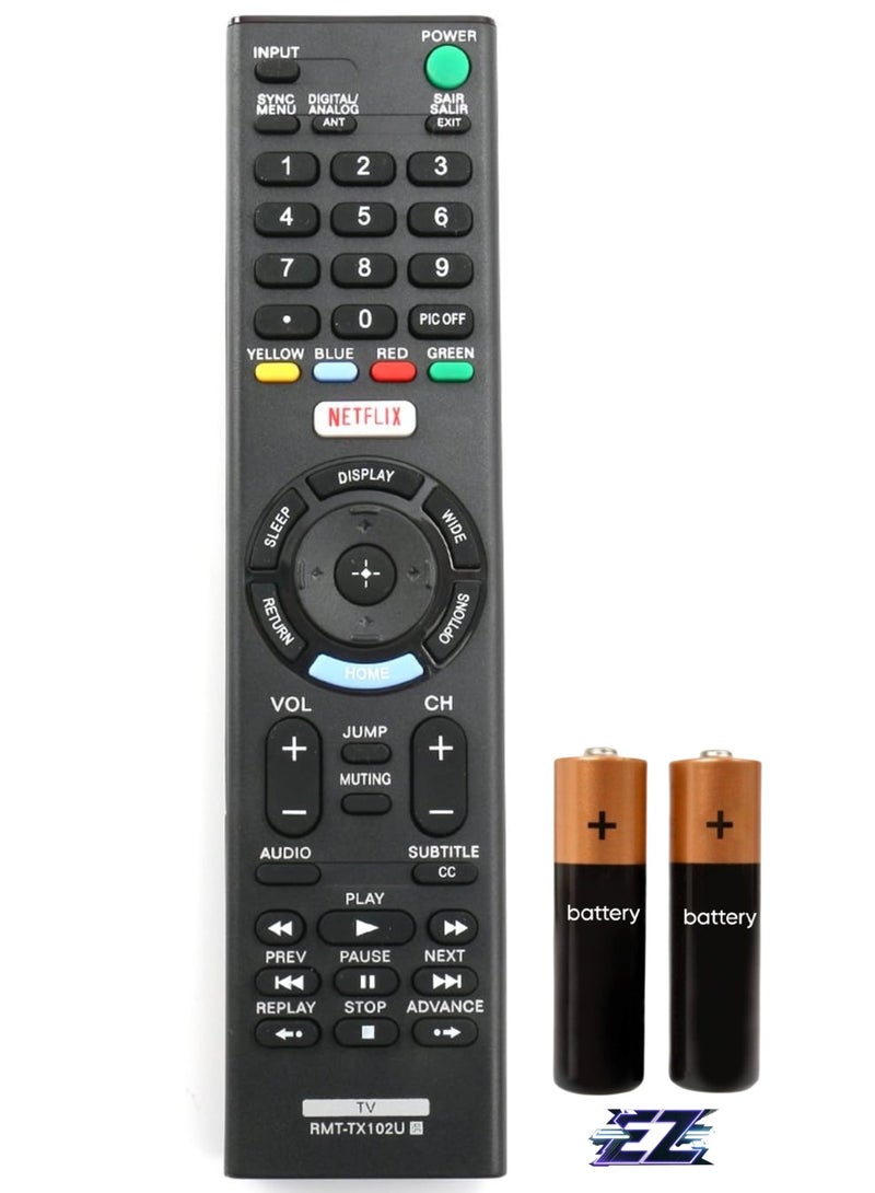 ELTRAZONE New Replacement Remote Control RMT-TX102U Suitable for Sony TV KDL-32R500C KDL-40R510C KDL-40R530C KDL-40R550C KDL-40W600D KDL-48R510C KDL-48R530C KDL-48R550C KDL-55W6500 with battery - Image 1