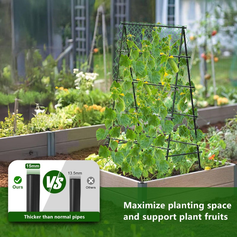 AlisisFores Garden Trellis for Climbing Plants, A-Shape Garden Plant Support Frame for Raised Bed Vegetables, Provides Support for Beans, Tomatoes and Cucumber, Black - Image 2
