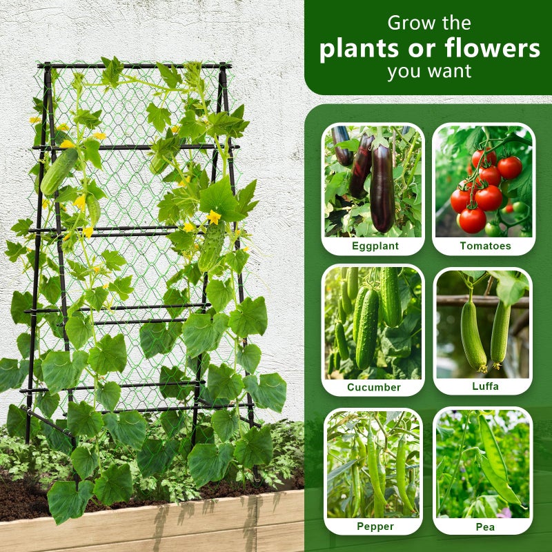 AlisisFores Garden Trellis for Climbing Plants, A-Shape Garden Plant Support Frame for Raised Bed Vegetables, Provides Support for Beans, Tomatoes and Cucumber, Black - Image 4
