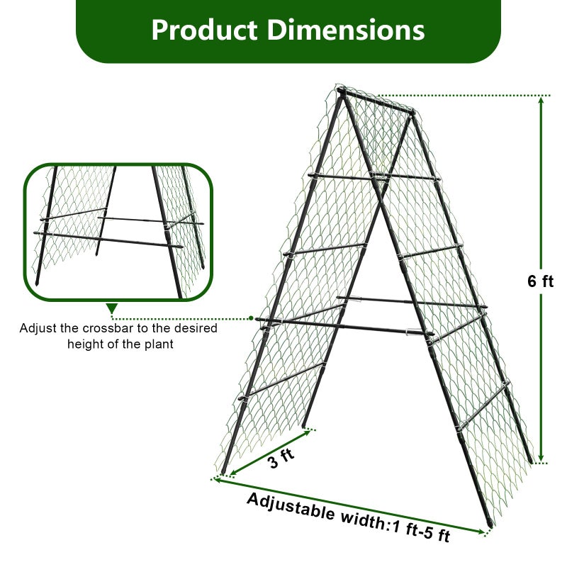 AlisisFores Garden Trellis for Climbing Plants, A-Shape Garden Plant Support Frame for Raised Bed Vegetables, Provides Support for Beans, Tomatoes and Cucumber, Black - Image 3
