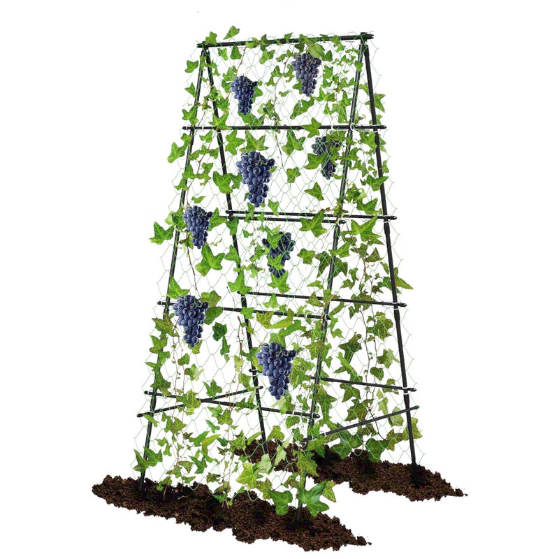 AlisisFores Garden Trellis for Climbing Plants, A-Shape Garden Plant Support Frame for Raised Bed Vegetables, Provides Support for Beans, Tomatoes and Cucumber, Black - Image 1