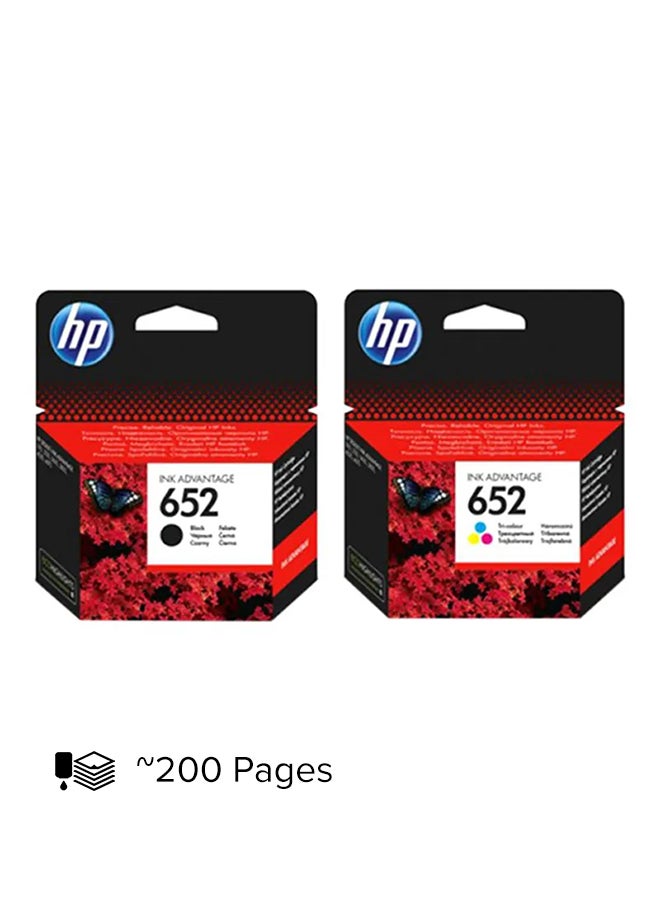 HP مجموعة واحدة من خرطوشة حبر اتش بي اصلية HP​​652 باللون الأسود وثلاثي الألوان F6V25AE/F6V24AE - Image 2