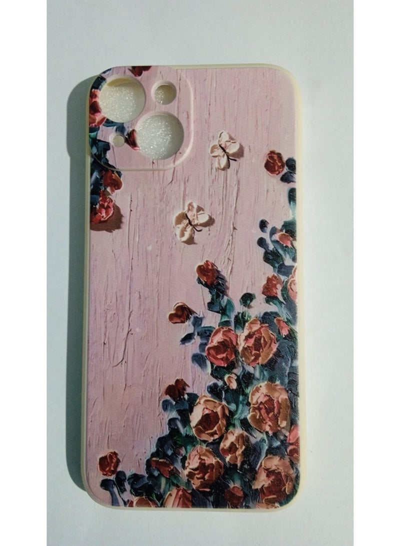 حافظة هاتف  تتميز بتصميم فني يصور زهوراً وفراشات بنمط لوحة زيتية، وتتوفر بموديلات تناسب هواتف آيفون المختلفة مثل آيفون 14