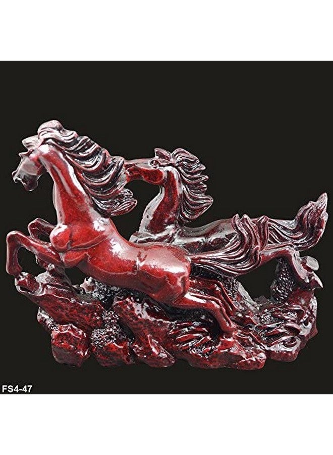 Crystu Crytu Two Red/Cherry Running Horses, Red Horse Statue for Vastu, Victory Horses for Feng Shui and Vastu - Image 2