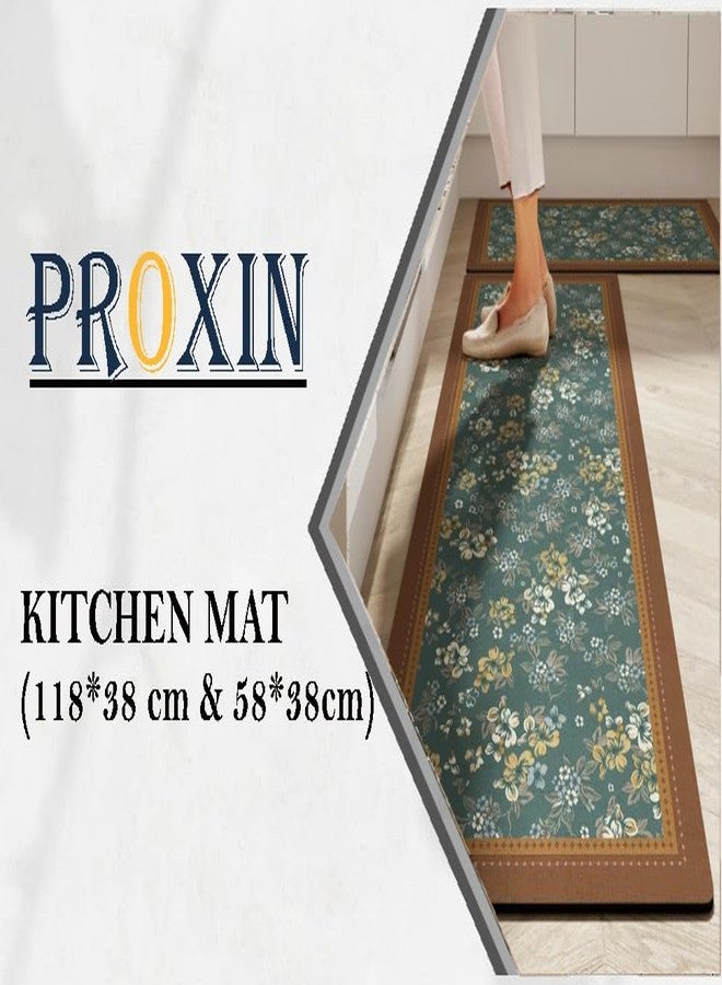 Proxin Kitchen Mat for Floor Set of 2 Pcs | Waterproof Memory Foam Kitchen Rugs | Non-Skid, Soft Absorbent Rugs for Kitchen, Laundry, and Hallway (118x38cm, 58x38cm) - Image 2