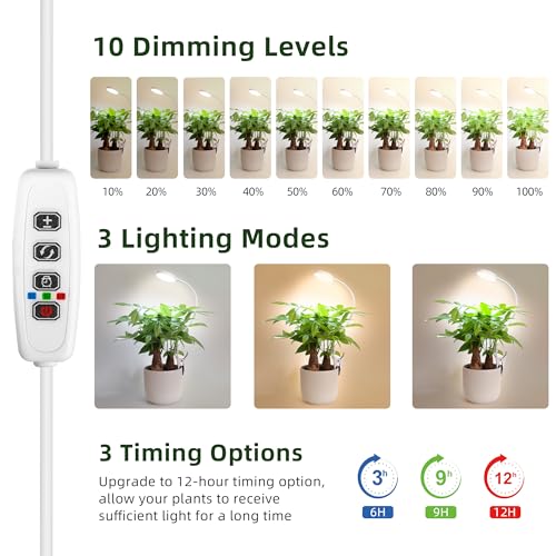 EWPJDK Grow Light for Indoor Plants Full Spectrum Plant Grow Lights 72 LED Plant Light Grow Lamp for Indoor Growing Pot Clip LED Plant Lamp (White, 1) - Image 4