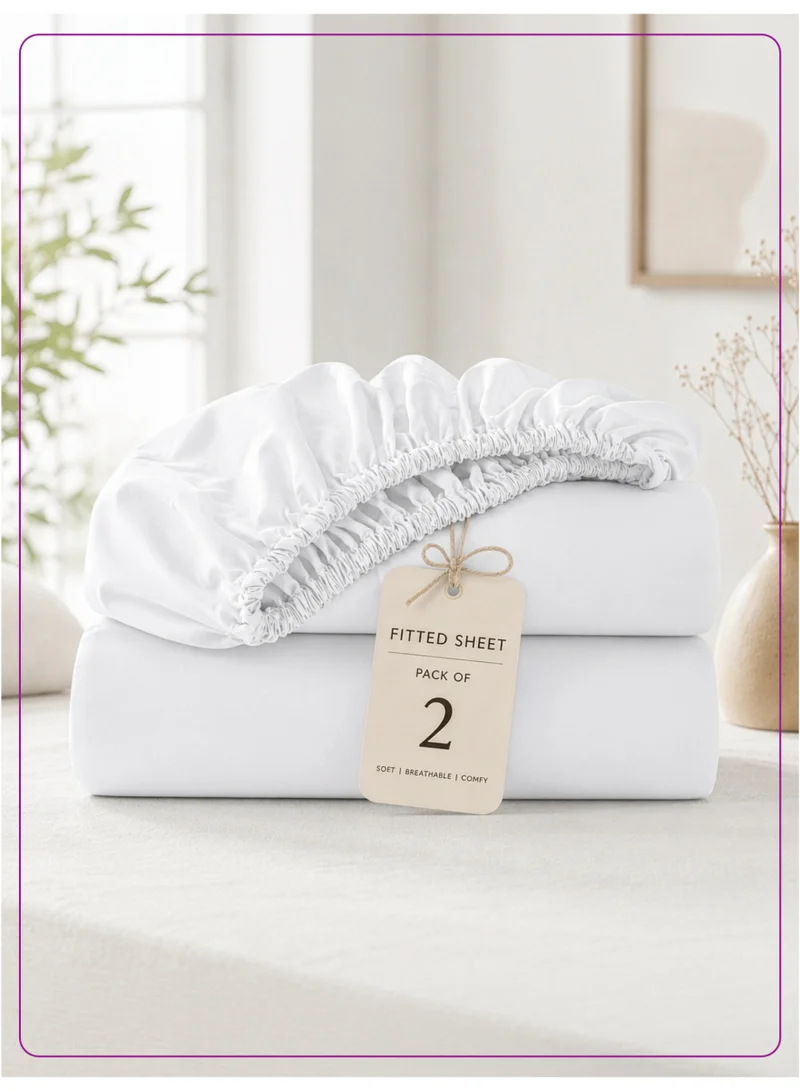 Donetella King Fitted Sheets 180x200 cm – Pack of 2 | OEKO-TEX Certified Brushed Microfiber | Deep Pocket with 360° All-Round Elastic | Ultra Soft, Wrinkle Resistant, Easy Care | Safe for Sensitive Skin