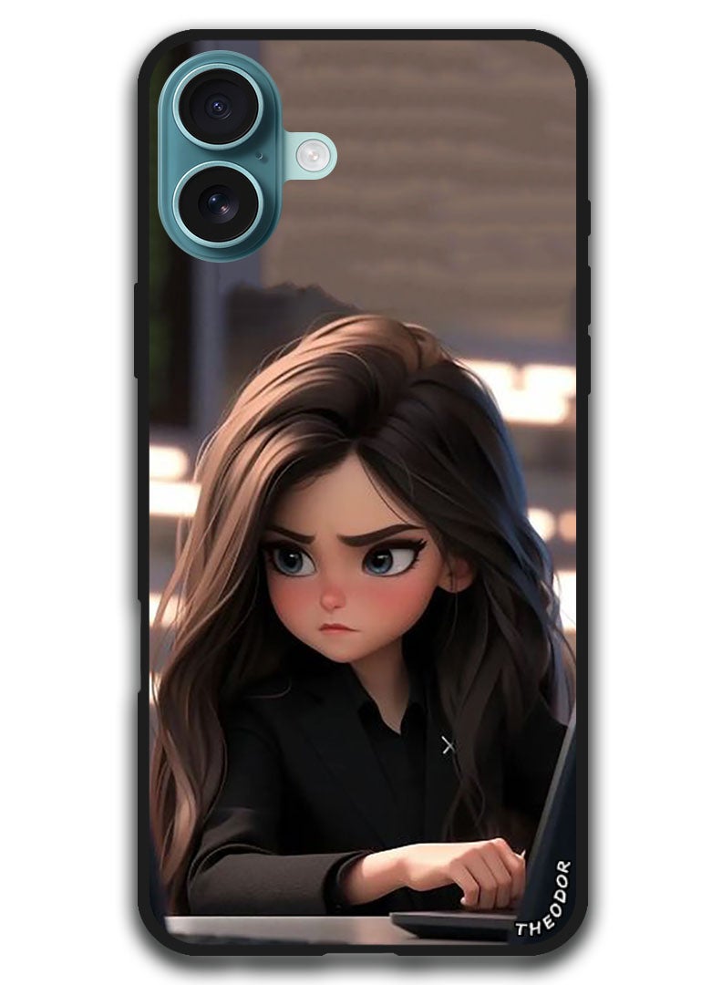 Theodor Protective Case Anti Scratch Shock Proof Bumper Cover For iPhone 16 (6.1)-inch Angry Girl - Image 1