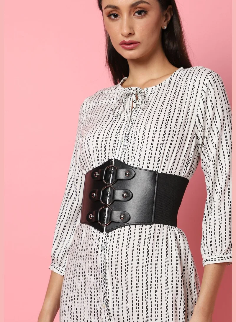 Haute Sauce Casual Solid Stretchable PU Leather Waist Belt For Women